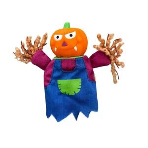 Russ Vintage Pumpkin Finger Puppet Happy Mad 3" Collectible Halloween Toy 90s